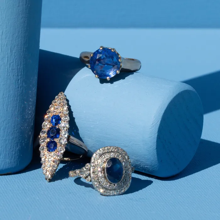 Edwardian Sapphire Diamond and Platinumtopped 18k Gold Ring Antique Rings
