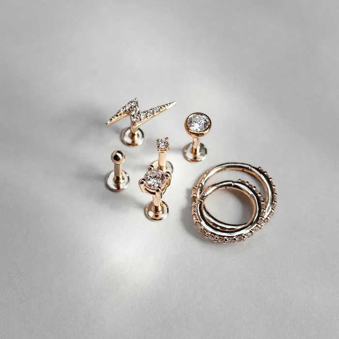 fejn PWD Earrings flash diamond helix stud solid gold
