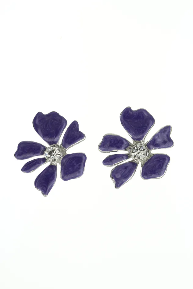 Green 7207E SPUR Wholesale Womens Purple Stud Flower Earrings Earrings