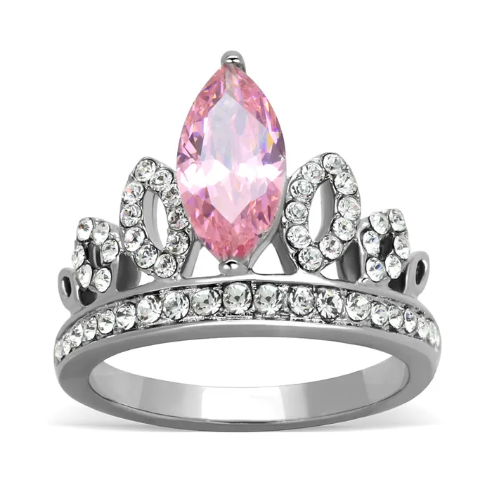 Green CJG2710 Princess Pink Marquise CZ Stainless Steel Ring Rings