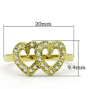 Green Rings CJG1451 Wholesale Dual Heart Gold Plated Stainless Steel Ring Green Rings CJG1451 Wholesale Dual Heart Gold Plated Stainless Steel Ring