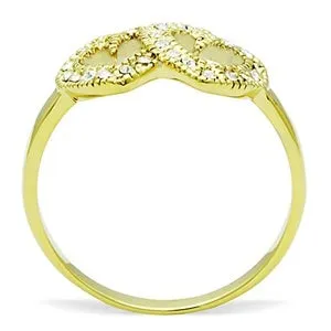 Green Rings CJG1451 Wholesale Dual Heart Gold Plated Stainless Steel Ring Green Rings CJG1451 Wholesale Dual Heart Gold Plated Stainless Steel Ring