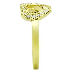 Green Rings CJG1451 Wholesale Dual Heart Gold Plated Stainless Steel Ring Green Rings CJG1451 Wholesale Dual Heart Gold Plated Stainless Steel Ring
