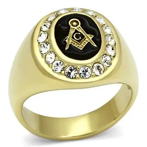 Green Rings CJG2477 Stainless Steel Top Grade Crystal Ring