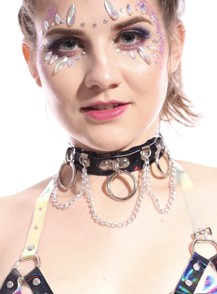 Hoop Chain Chocker in Black Hologram THE LUMi SHOP Earrings