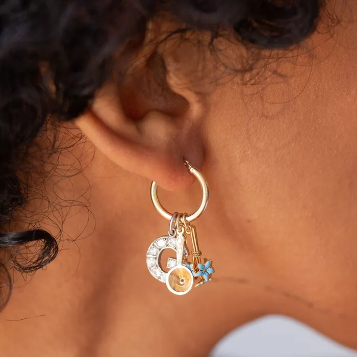 I Love You Horseshoe 14k Gold And Enamel Spinner Charm Vintage Earrings