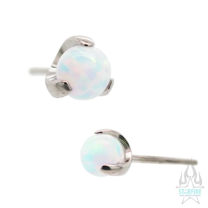 Industrial Strength IS Earrings threadless 3 ProngSet Opal Ball End