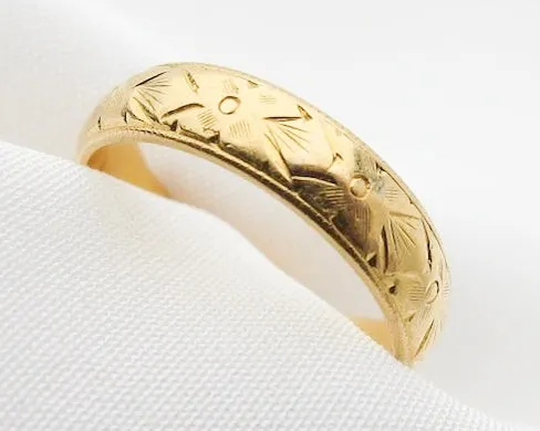 Isadoras A Deco 22KT Gold Engraved Wedding Band Rings Isadoras A Deco 22KT Gold Engraved Wedding Band Rings