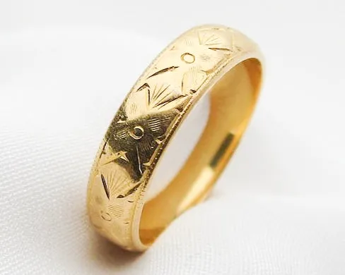 Isadoras A Deco 22KT Gold Engraved Wedding Band Rings Isadoras A Deco 22KT Gold Engraved Wedding Band Rings