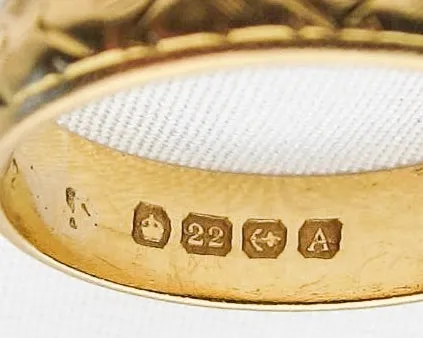 Isadoras A Deco 22KT Gold Engraved Wedding Band Rings Isadoras A Deco 22KT Gold Engraved Wedding Band Rings
