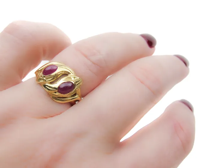 Isadoras LD Rings Victorian French Ruby Cabochon Snake Ring Isadoras LD Rings Victorian French Ruby Cabochon Snake Ring