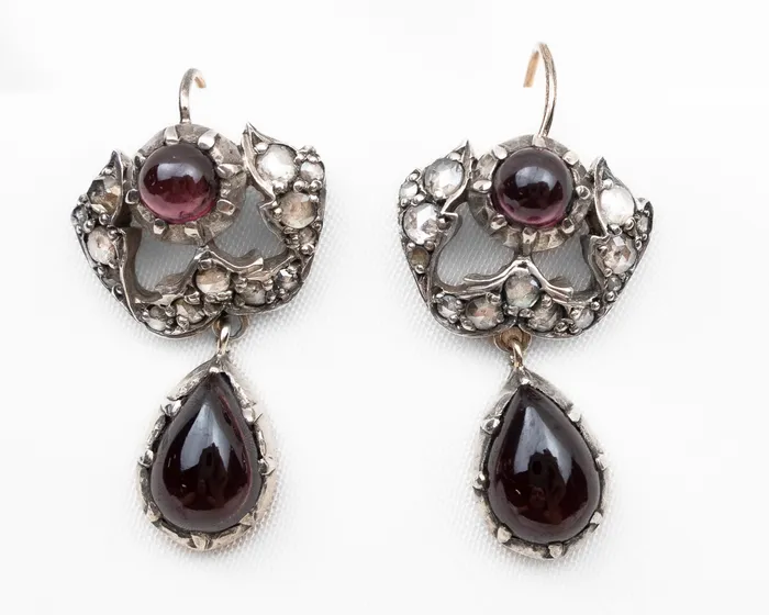 Isadoras LD Victorian Garnet Diamond Earrings Earrings