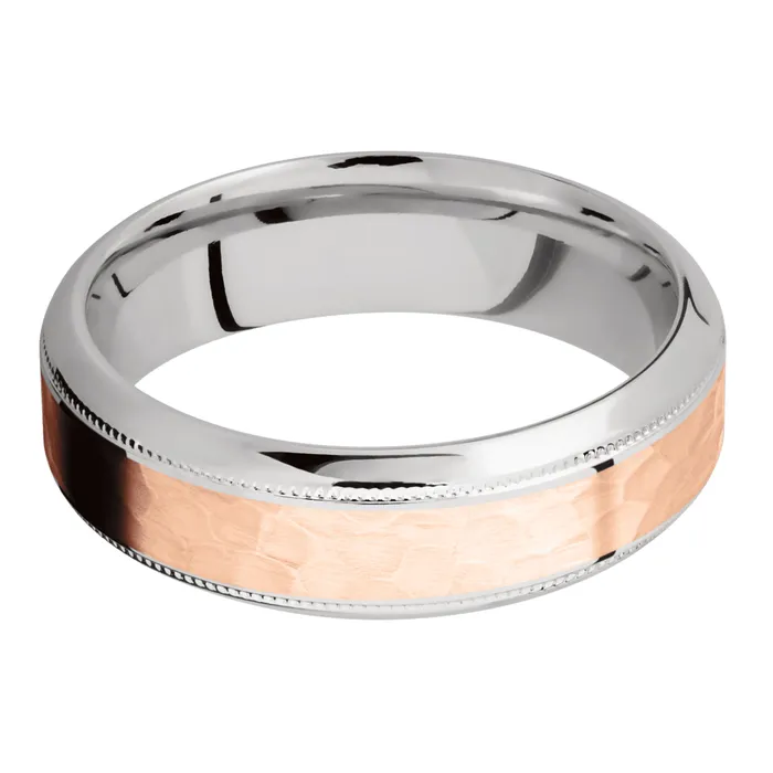 Lashbrook Cobalt Chrome Band with 14K Rose Gold Inlay Rings