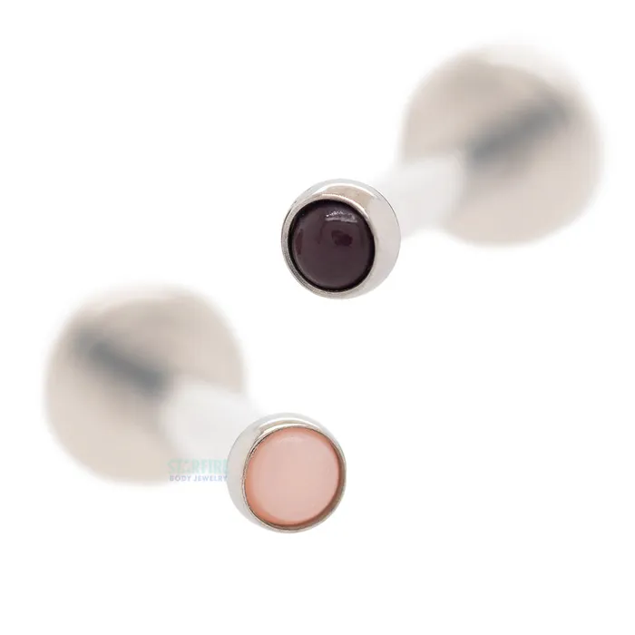 LeRoi Bezel Set Stone Cabochon Retainer on Flatback Earrings