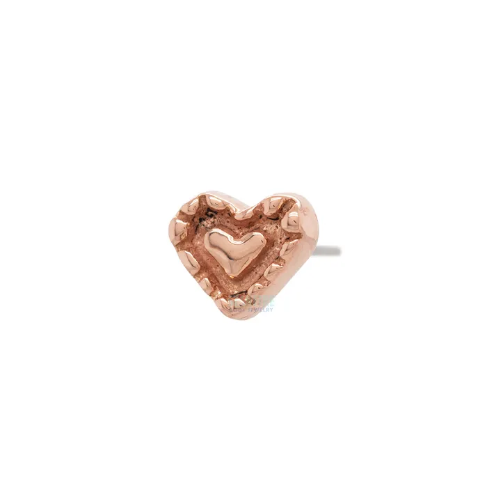 LeRoi Earrings threadless Fancy Heart Pin in Gold