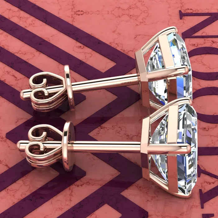 Leyloon Jewelry Earrings 25 CT x2 Asscher Cut Stud D Color Basket Moissanite Earrings