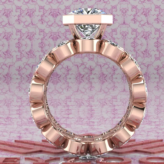 Leyloon Jewelry Rings 11 CTW Square Radiant Cut TwoPiece Bridal D Color Bezel Moissanite Set