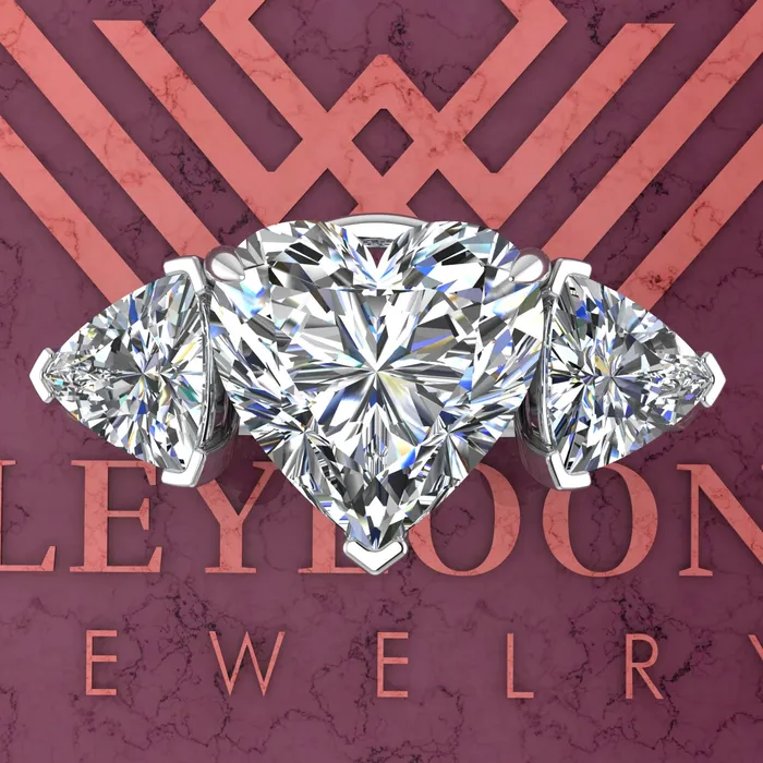 Leyloon Jewelry Rings 42 CTW Heart Cut ThreeStone D Color Basket Moissanite Ring