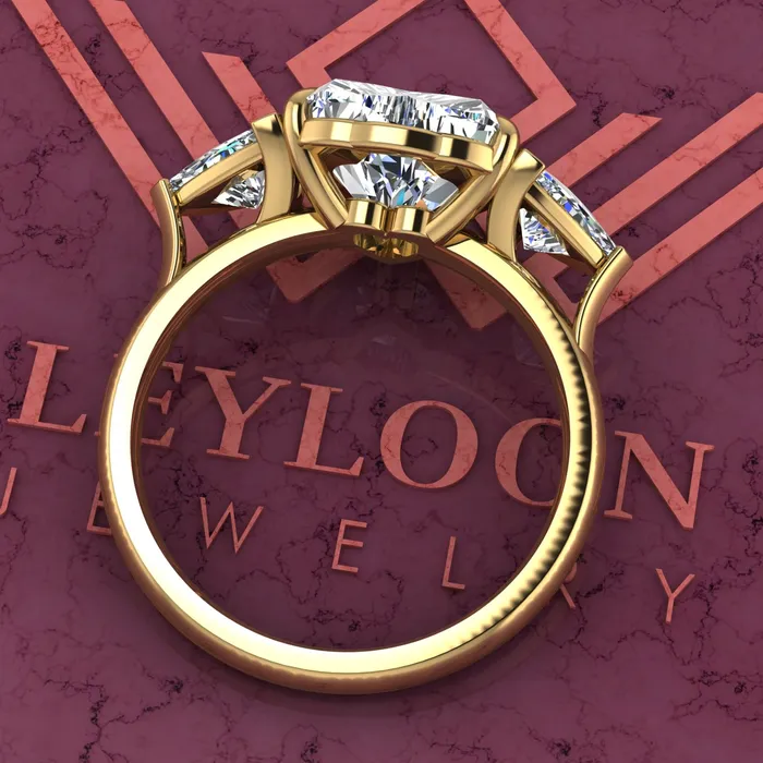 Leyloon Jewelry Rings 42 CTW Heart Cut ThreeStone D Color Basket Moissanite Ring
