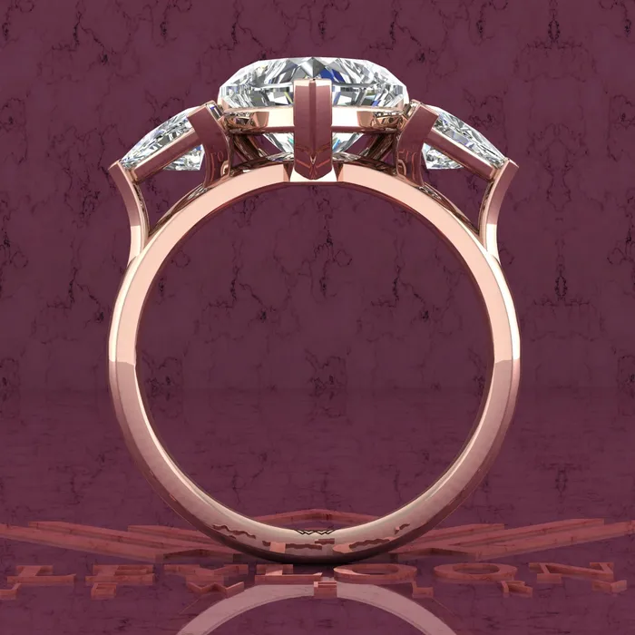 Leyloon Jewelry Rings 42 CTW Heart Cut ThreeStone D Color Basket Moissanite Ring
