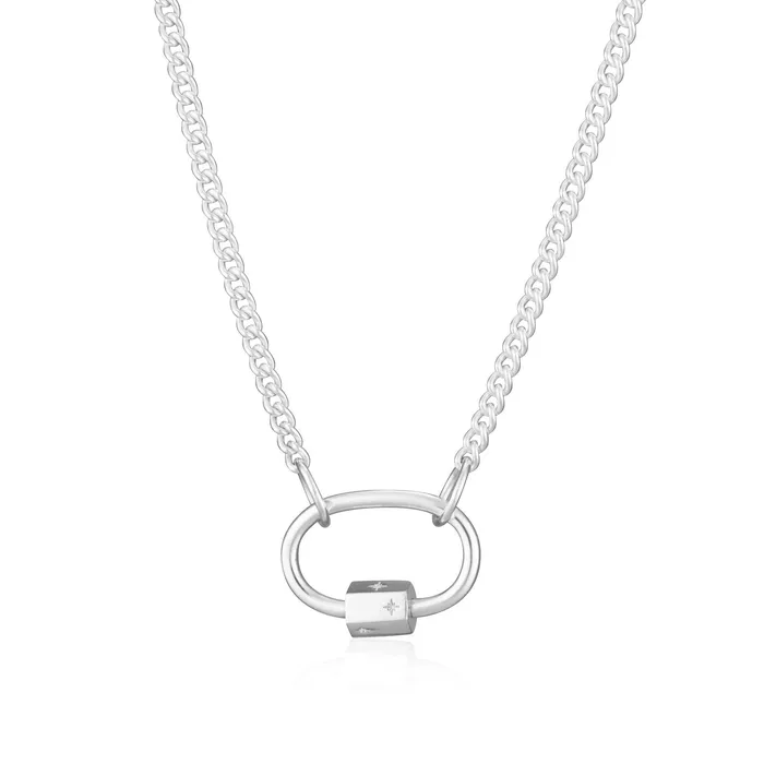 Lily Charmed Necklaces Oval Carabiner Curb Chain Necklace