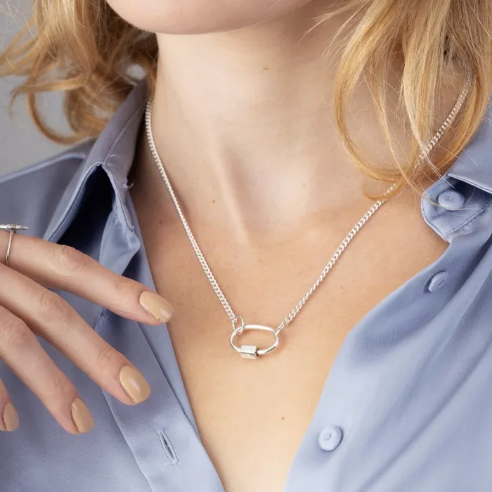 Lily Charmed Necklaces Oval Carabiner Curb Chain Necklace