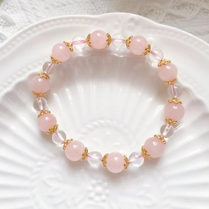 Luxe Collection Necklaces C140 Rose Quartz with White Crystal