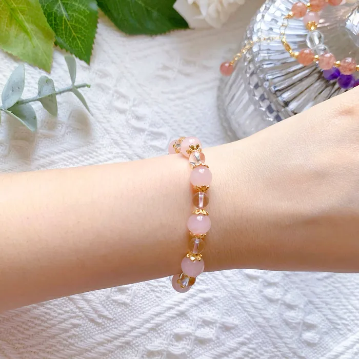 Luxe Collection Necklaces C140 Rose Quartz with White Crystal