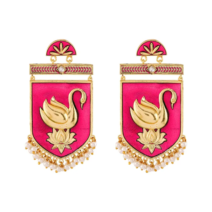 Mehbooba Fuschia Pink Trunk Art Earrings Teejh Earrings