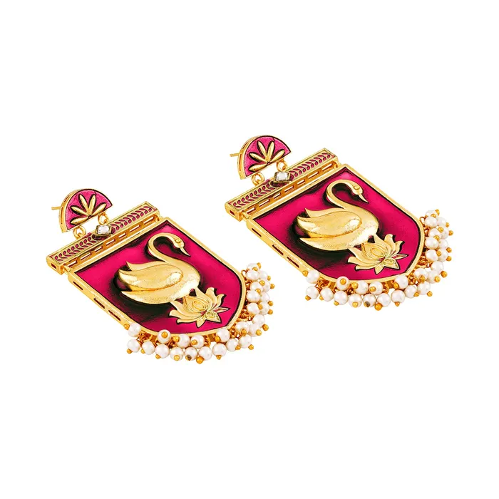 Mehbooba Fuschia Pink Trunk Art Earrings Teejh Earrings