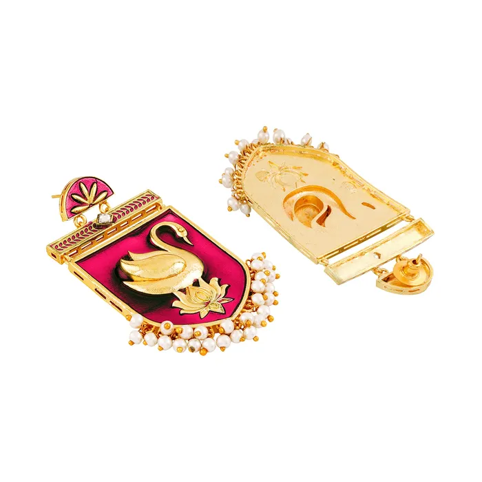 Mehbooba Fuschia Pink Trunk Art Earrings Teejh Earrings