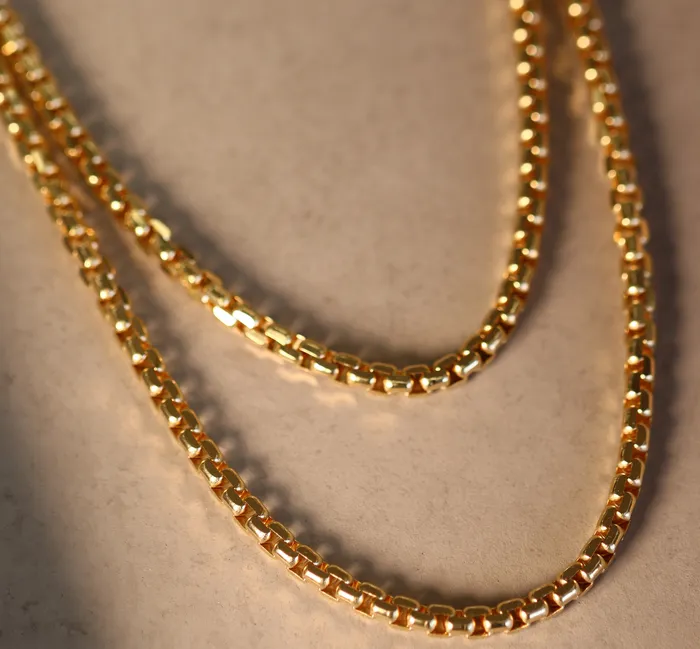Necklaces 30MM MultiFaceted Box Chain Saints Gold Co