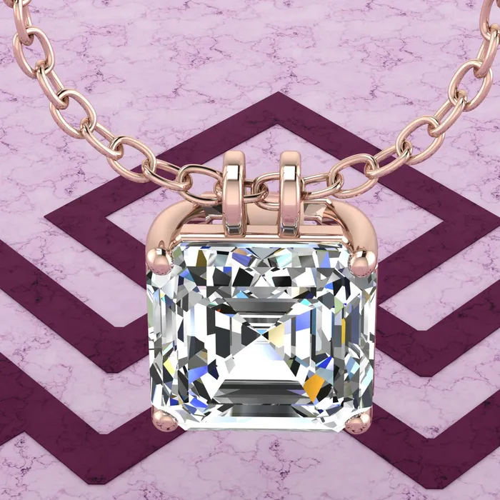 Necklaces 65 CT Asscher Cut Solitaire Basket Moissanite Necklace D Color Leyloon Jewelry Necklaces 65 CT Asscher Cut Solitaire Basket Moissanite Necklace D Color Leyloon Jewelry