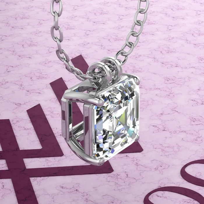 Necklaces 65 CT Asscher Cut Solitaire Basket Moissanite Necklace D Color Leyloon Jewelry