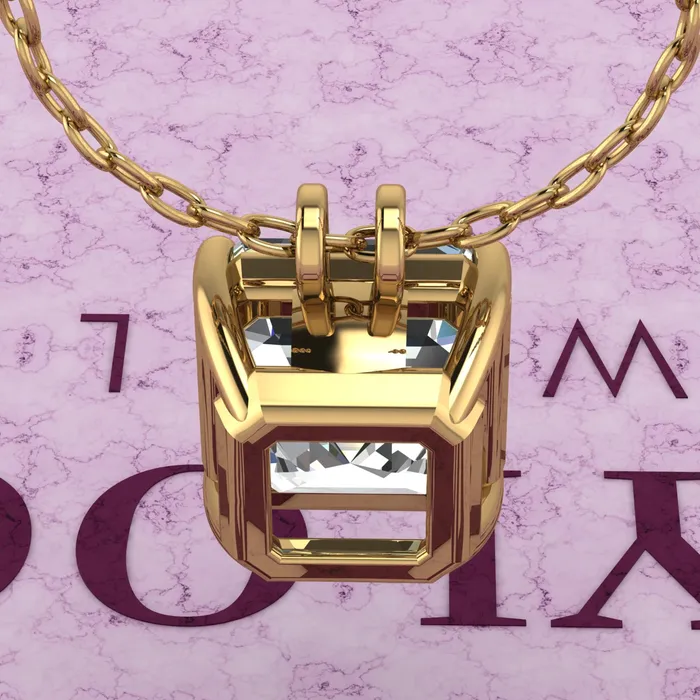 Necklaces 65 CT Asscher Cut Solitaire Basket Moissanite Necklace D Color Leyloon Jewelry