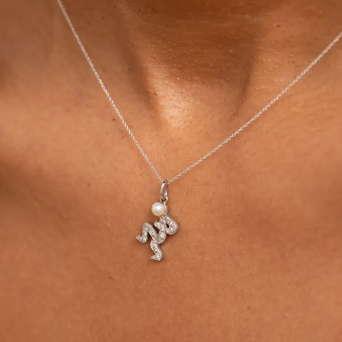 Necklaces Antique Art Deco Diamond Pearl And Platinum Figure Charm