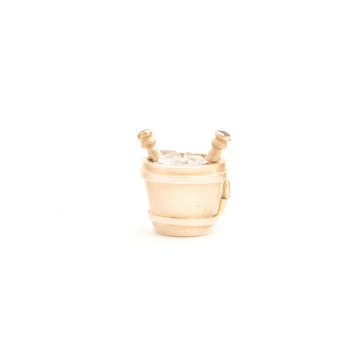 Necklaces Champagne Bucket With Enamel and 14K Gold Charm Vintage