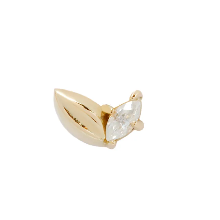 Necklaces Maya Jewelry threadless Little Bud End in Gold with CZ