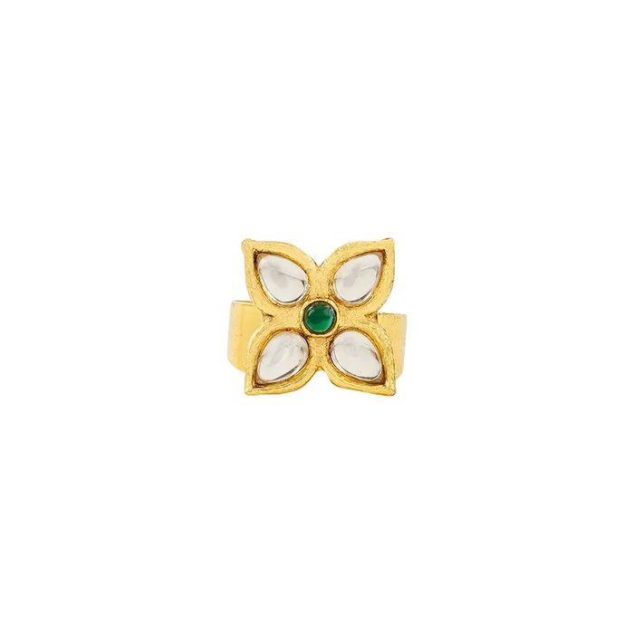 Necklaces Teejh Jinal Green Stone Gold Necklace Set Teejh