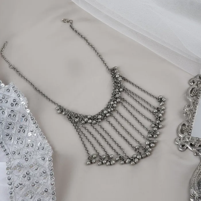 Necklaces Teejh Teejh Iqra Silver Oxidised Ghungroo Necklace