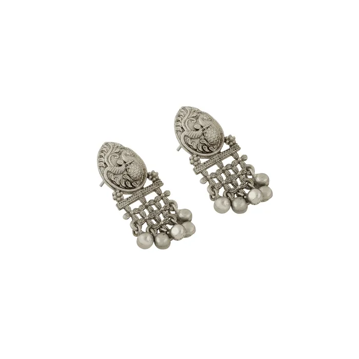 Necklaces Teejh Teejh Nanda Silver Oxidised Ruby Green Necklace Set