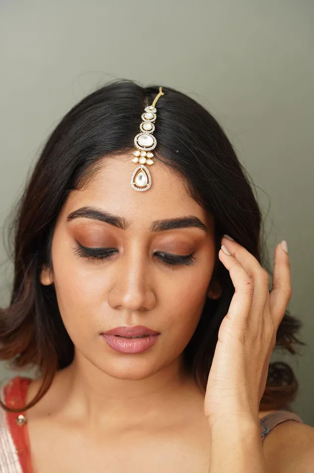Nimisha Uncut Polki Maangtika Attrangi Earrings