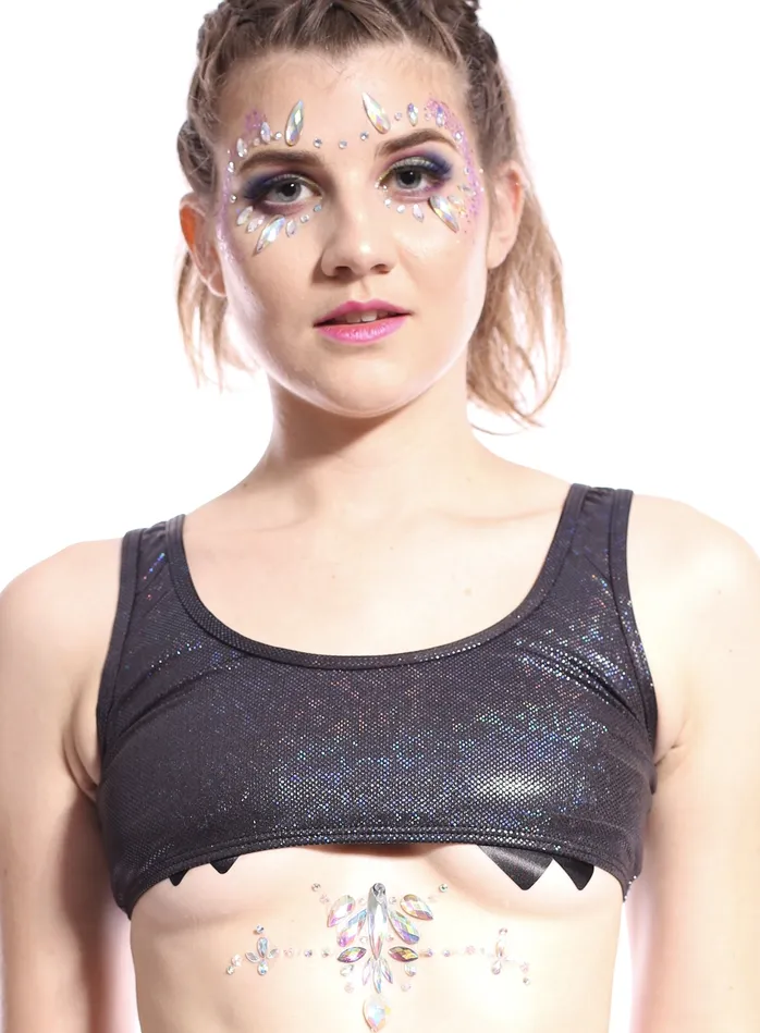 Obsidian Galaxy Crop Tank Top THE LUMi SHOP Earrings