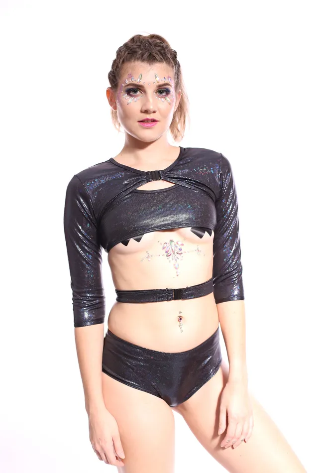 Obsidian Galaxy Crop Tank Top THE LUMi SHOP Earrings