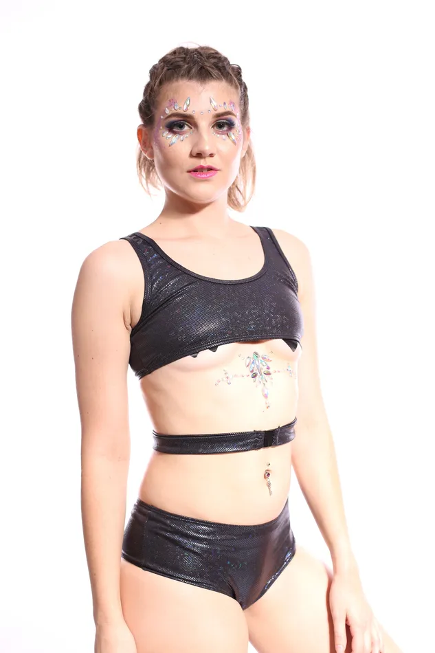 Obsidian Galaxy Crop Tank Top THE LUMi SHOP Earrings