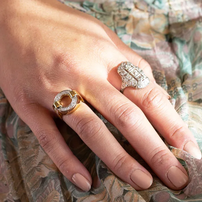 Open Circle Diamond And 18k Gold Ring Vintage Rings