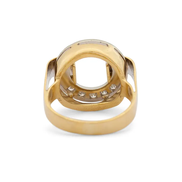 Open Circle Diamond And 18k Gold Ring Vintage Rings
