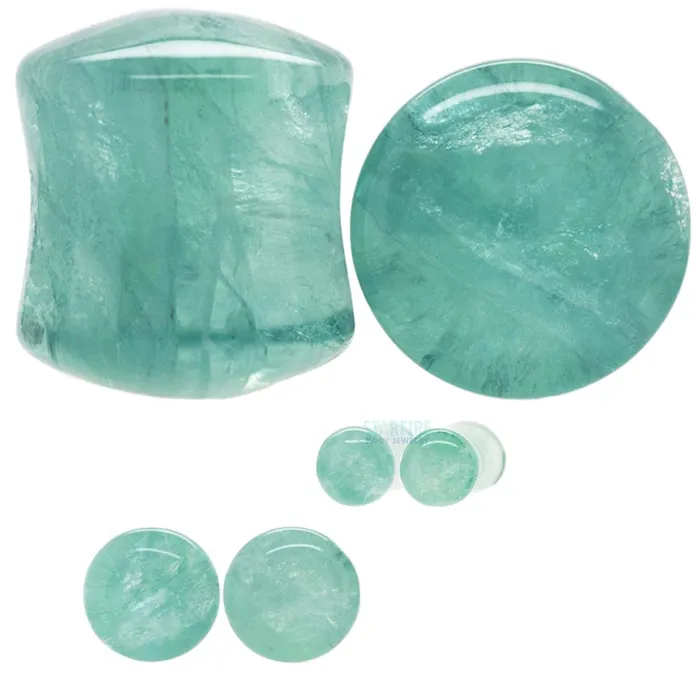 Oracle Body Jewelry Stone Plugs Green Fluorite Rings