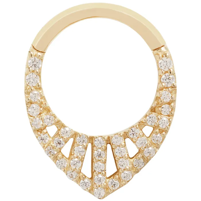 Origin Story Hinge Ring Clicker in Gold with CZs Buddha Jewelry Organics Rings