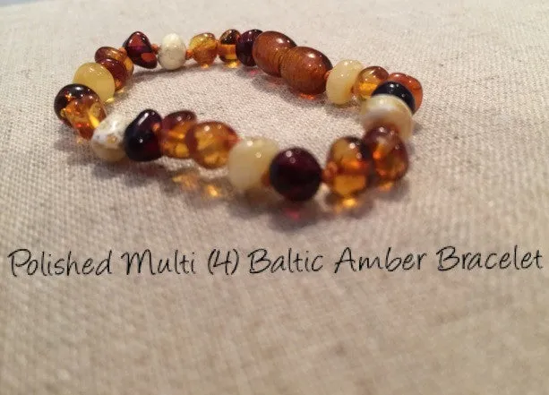 Polished Multi Baltic Amber Bracelet for Baby Infant Toddler Big Kid MB Bracelets